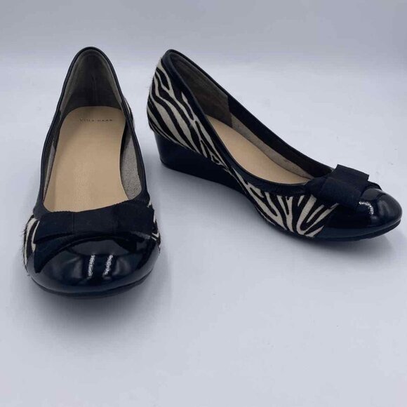 COLE Haan Shoe Size 8.5 Black WhCole Haan Shoe Size 8.5 ite Zebra Pattern Wedges - Picture 3 of 7